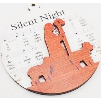 Dřevěná kulatá ozdoba na stromeček Silent Night - tichá noc