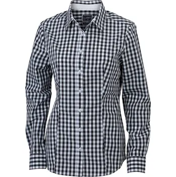 Dámské oblečení DAIBER JN 616 / Dámská popelínová kostkovaná košile s dlouhým rukávem - black/white XL