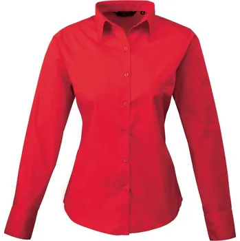 Dámská košile PREMIER PR 300 / Dámská popelínová košile s dlouhým rukávem - strawberry red XXS