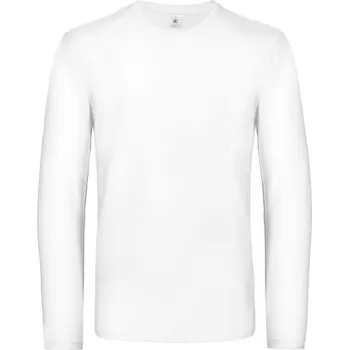 B&C E190 LSL / Pánské tričko s dlouhým rukávem, z těžké bavlny - white XXXL