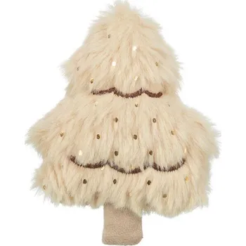 Hračka pro kočku Vánoční stromek s catnipem, 10.5 cm, plyš, béžová/zlatá