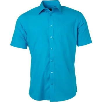Pánská košile DAIBER JN 680 / Pánská popelínová košile s krátkým rukávem - turquoise S