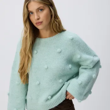 Dámský svetr Reserved - Svetr s ozdobnými aplikacemi - bledá tyrkysová - 487GP-06X - 487GP-06X-L