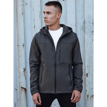 Pánská přechodná softshellová bunda s kapucí Dstreet TX4815 Barva: Šedá - tmavě, Velikost: XXL