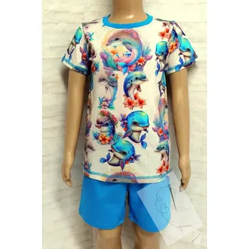 Dětský letní set – tričko a kraťasy delfínci (Barva tyrkys-nejde nafotit)