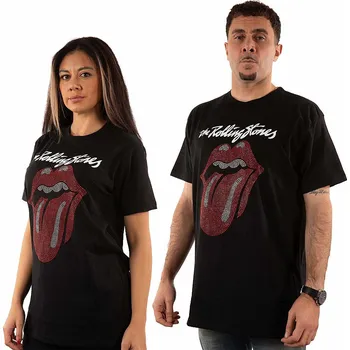 Pánská móda Rolling Stones tričko, Logo &amp; Tongue Diamante Black, pánské XXL