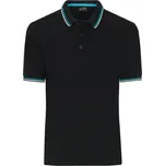 DAIBER JN 1306 / Pánská těžká polokošile s kontrastními proužky - black/white/turquoise XXL