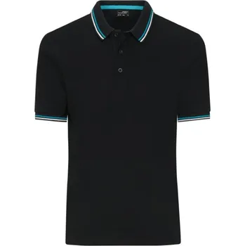 Pánské tričko DAIBER JN 1306 / Pánská těžká polokošile s kontrastními proužky - black/white/turquoise XXL