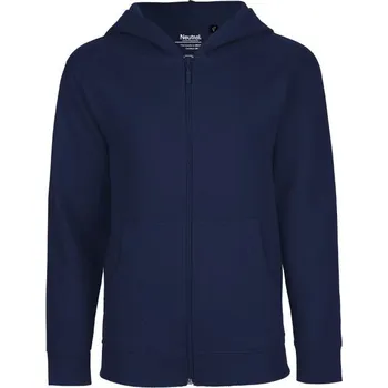 Dívčí mikina NEUTRAL O 13301 / Dětská mikina na zip s kapucí z bio bavlny - navy 140-146