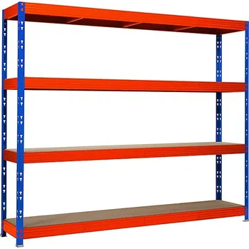 Dílenský regál Profesionální policový regál Trestles RR1 1800x900x500, nosnost 2000 kg, 4 police, oranžovo-modrý