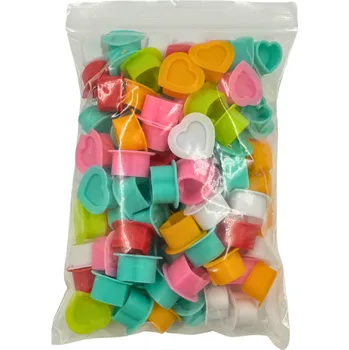 Tetovací barva Silikonové kalíšky ve tvaru srdce, barevné - 12mm, 100ks