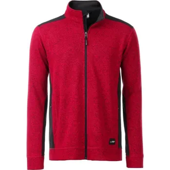 DAIBER JN 862 / Pánská pracovní bunda z pleteného fleecu - red melange/black XXXL