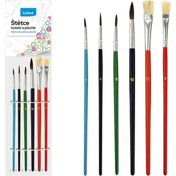 Umělecký štětec Štětce kulaté+ploché sada 6ks LUMA mix