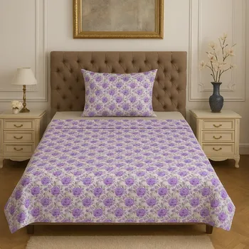 Povlečení Bavlněné povlečení, jednolůžko - Fialové růže