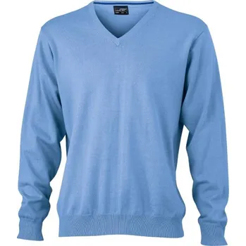 Pánský svetr DAIBER JN 659 / Pánský svetr s výstřihem do V - glacier blue XL