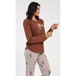 Vienetta Dámské pyžamo dlouhé Bear: hnědá XL