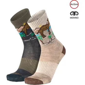 Pánské termo ponožky BESKYD CAMEL veselé merino ponožky s velbloudem Moose