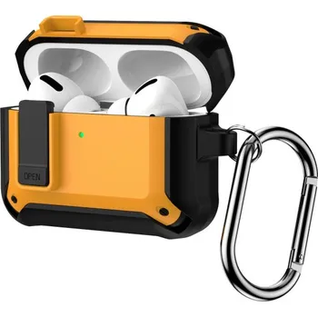 Pouzdro na mobilní telefon Super odolný obal s karabinou pro AirPods Pro 3 - žlutý