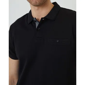 pánské tričko polo THREADBARE - BLACK - L (Threadbare TB Polo Otto)