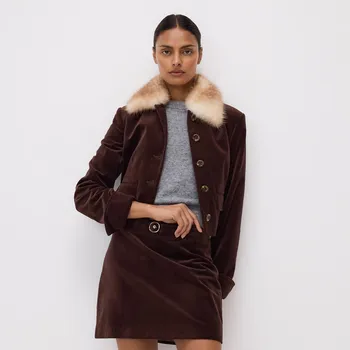 Dámská sukně Reserved - Sukně s ozdobným páskem - tmavě hnědá - 122EU-89X - 122EU-89X-M