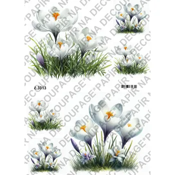 Umělecký papír Rýžový a soft papír na decoupage - Krokus - KB03313 Materiál: Soft, Rozměr: A4