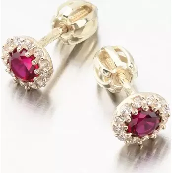 Náušnice Dámské náušnice žluté zlato 585 s rubín a se zirkony 52GZ-2745-ZL-RUB