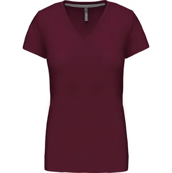 Dámské tričko KARIBAN VINTAGE V-NECK K381 / Dámské tričko s krátkým rukávem - wine XL