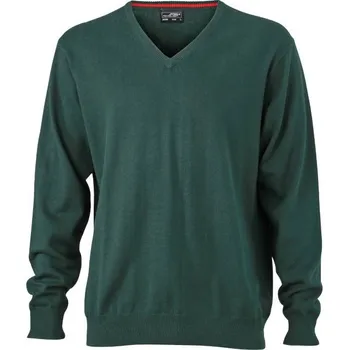 Pánské oblečení DAIBER JN 659 / Pánský svetr s výstřihem do V - forest green XXXL