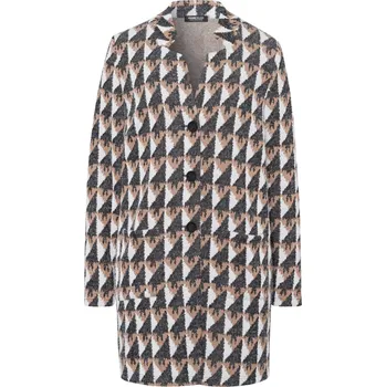 Dámský kabát FRANK WALDER dámský kabát černohnědobílý vzorovaný slabý pletený