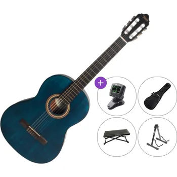 Klasická kytara Valencia VC204 SET 4/4 Transparent Blue Klasická kytara