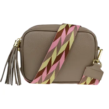 Kabelka NovaKabelka.cz Kožená italská crossbody kabelka Bala Taupe Scura s přídavným popruhem II