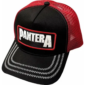 Kšiltovka Pantera kšiltovka, B&amp;W Patch CO+Mesh Black &amp; Red, unisex