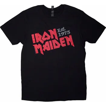 Pánská móda Iron Maiden tričko, Est. 1975 Slanted Logo Black, pánské XL