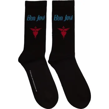 Pánské ponožky Bon Jovi ponožky, Dagger Heart Blue Logo Black, unisex - velikost 7 až 11 (40 až 45)