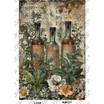 Umělecký papír Rýžový a soft papír na decoupage - Vintage - KB03338 Materiál: Rýžový papír, Rozměr: A4