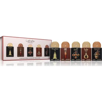 Unisex parfém Lattafa Pride Lattafa Pride Art of Arabia III parfémovaná voda 20 ml + Lattafa Pride Ajwaa parfémovaná voda 20 ml + Lattafa Pride Al Quiam Gold parfémovaná voda 20 ml + Lattafa Pride Masa parfémovaná voda 20 ml + Lattafa Brioche Vanille parfémovaná voda 2