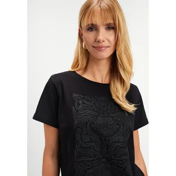 Top Secret bavlněné triko s aplikací černé Velikost: 42