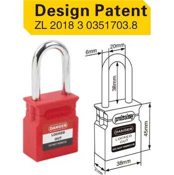 Zámek na kolo LOTO zámek 38 mm, ocelový třmen 6mm, nylonové tělo (nevodivé), tvar LOCKEY (patentovaný)