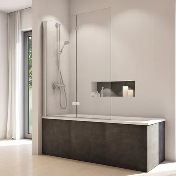 Vanová zástěna RONAL SOLINO Dvoudílná skládací vanová zástěna aluchrom čiré SOLB2G1105007