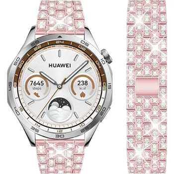 Příslušenství k chytrým hodinkám Ocelový článkový tah s kamínky řemínek 22mm pro Samsung / Huawei / Xiaomi / Garmin Barva: Růžová