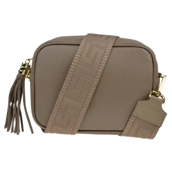 Kabelka NovaKabelka.cz Kožená italská crossbody kabelka Bala Taupe Scura s přídavným popruhem