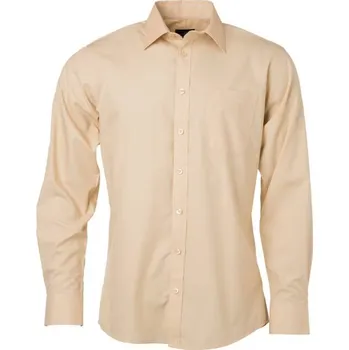 Pánská košile DAIBER JN 678 / Pánská popelínová košile s dlouhým rukávem - stone L