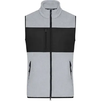 Pánská móda DAIBER JN 1310 / Pánská fleecová vesta - light melange/black XXXL