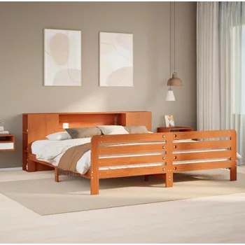 Postel vidaXL Postel bez matrace 180 x 200 cm masivní borovice [3309889] Barva: Voskově hnědá