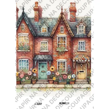 Umělecký papír Rýžový a soft papír na decoupage - Domy, ulice - KB3287 Materiál: Soft, Rozměr: A4