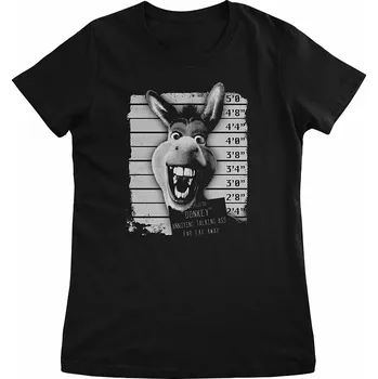 Dámské tričko Shrek tričko, Donkey MugShot Girly Black, dámské S