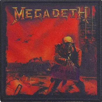 Nášivka Megadeth tkaná nažehlovačka PES 100 x100 mm, Peace Sells