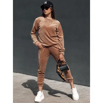 Dámské oblečení Dámská souprava URBANVELVET Dstreet AY1056 Barva: Hnědá, Velikost: XL