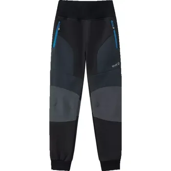 softshellové kalhoty, zateplené - Wolf B2499A, černá / modré zipy 7A