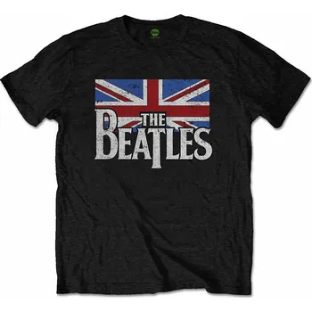 The Beatles tričko, Dop T Logo & Vintage Flag Black, dětské XXXL velikost XXXL (11-12 let)